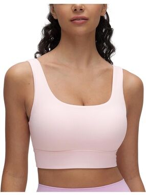 CRZ YOGA Butterluxe U Back Scoop Neck Padded Longline Sports Bra~Strawberry Pink